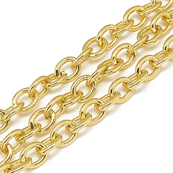 Aluminum Cable Chains, Unwelded, Oval, with Spool, Gold, 13x10x2.3mm(X-CHA-S001-093B)