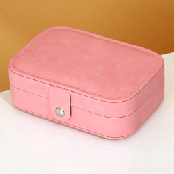 PU Leather with Lint Jewelry Storage Box, Travel Portable Jewelry Case, for Necklaces, Rings, Earrings and Pendants, Pink, 16x11x5cm(PW-WG37207-02)