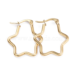 201 Stainless Steel Hoop Earrings, with 304 Stainless Steel Pins, Star, Golden, 12 Gauge, 27x24.5x2mm, Pin: 1x0.7mm(EJEW-I245-31E)