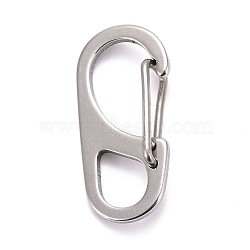 202 Stainless Steel Keychain Carabiner, Quick Release Snap Hook, Stainless Steel Color, 32.5x16.5x7mm, Hole: 8x10mm(STAS-F268-03P)