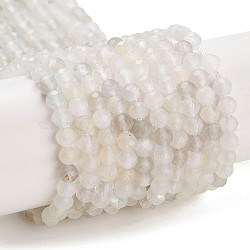 Natural White Moonstone Beads Strands, Faceted, Round, 3.75mm, Hole: 0.6mm, about 114~115pcs/strand, 15.47''~15.55''(39.3~39.5cm)(G-Z058-A01-01)