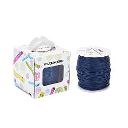 Waxed Cotton Cords, Prussian Blue, 1mm, about 100yards/roll(91.44m/roll), 300 feet/roll(YC-JP0001-1.0mm-227)