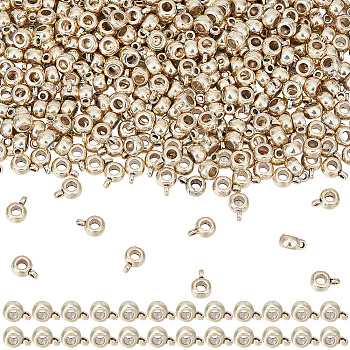 400Pcs Tibetan Style Alloy Rondelle Tube Bails, Loop Bails, Bail Beads, Cadmium Free & Lead Free, Antique Silver, 9x6x4mm, Hole: 1.5mm, Inner Diameter: 3mm