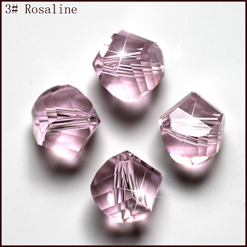 Imitation Austrian Crystal Beads, Grade AAA, Faceted, Polygon, Pink, 10mm, Hole: 0.9~1mm