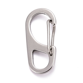 202 Stainless Steel Keychain Carabiner, Quick Release Snap Hook, Stainless Steel Color, 32.5x16.5x7mm, Hole: 8x10mm