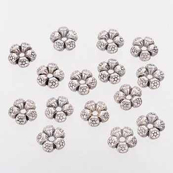 Heart Tibetan Style Charms Tibetan Silver Spacers Beads, Lead Free & Nickel Free & Cadmium Free, Antique Silver, about 7.5mm in diameter, Hole: 1mm