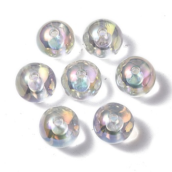 UV Plating Rainbow Iridescent Acrylic Beads, Round, Clear AB, 15.5x15mm, Hole: 2.7mm