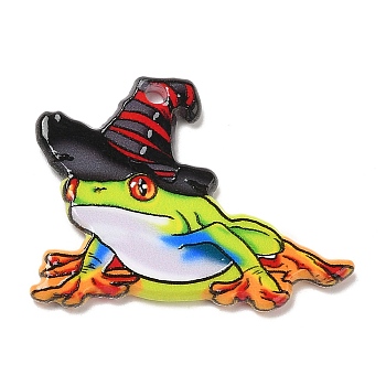 Halloween Themed  Acrylic Pendants, Frog, 25.5x34x2mm, Hole: 2mm