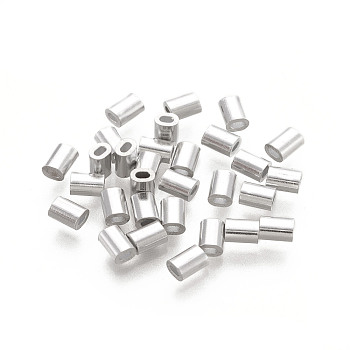 Oval Aluminum Sleeves Clamps, for Wire Rope Swage Clip, Platinum, 4x3x2mm, Hole: 1x1.5mm