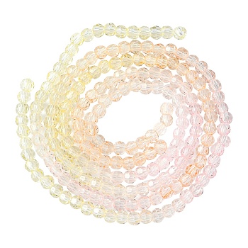 Transparent Glass Beads Strands, Faceted(32 Facets), Round, Pink, 4~4.5mm, Hole: 1mm, about 90~95pcs/strand, 13.98''(35.5cm), 2 Strands/set