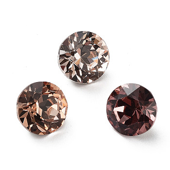 Glass Rhinestone Cabochons, Point Back & Back Plated, Faceted, Diamond, Mixed Color, 8x6mm