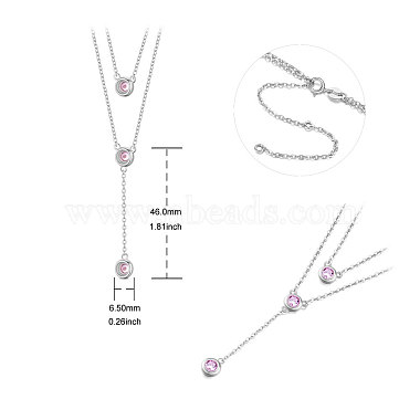 SHEGRACE Rhodium Plated 925 Sterling Silver Two-Tiered Necklaces(JN701A)-2