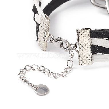 Alloy Heart Beat & 304 Stainless Steel Infinity Links Multi-strand Bracelet(BJEW-TA00190-03)-5