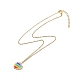 Collier pendentif coeur tressé graine japonaise couleur arc-en-ciel avec 304 chaînes en acier inoxydable pour femme(NJEW-MZ00005)-3
