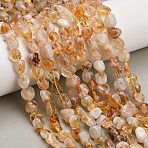 Heated Natural Citrine Beads Strands, Nuggets, Tumbled Stone, 8~16.5x7.5~9.5x4~9.5mm, Hole: 0.8~0.9mm, 15.35''(39cm)~15.75''(40cm)(G-D108-A03-04)