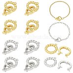 8Pcs 2 Colors Brass Fold Over Clasps, Cadmium Free & Nickel Free & Lead Free, Twist Rings, Platinum & Golden, 25mm, Hole: 1mm and 1.2mm, 4pcs/color (KK-FS0002-20)