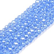 Electroplate Glass Beads Strands, Pearl Luster Plated, Faceted, Rondelle, Royal Blue, 2.9~3.3x2mm, Hole: 0.8mm, about 148~150pcs/strand, 39.5~40cm(EGLA-A044-T2mm-A14)