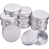 Round Aluminium Tin Cans, Aluminium Jar, Storage Containers for Cosmetic, Candles, Candies, with Screw Top Lid, Silver, 6.8x2.5cm, Capacity: 60ml, 14pcs/box(CON-BC0005-18A)
