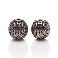 304 Stainless Steel Beads, Round, Antique Silver, 9mm, Hole: 1.6mm(STAS-I134-06AS)