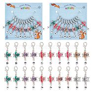 Alloy Enamel & Acrylic Pendant Locking Stitch Markers, Zinc Alloy Lobster Claw Clasp Stitch Marker, Bee with Number, Mixed Color, 5.1cm, 10pcs/set(HJEW-AB00121)