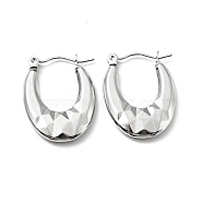 304 Stainless Steel Chunky Oval Hoop Earrings for Women, Stainless Steel Color, 23x17.5x3mm, Pin: 0.8mm(EJEW-A076-06P)