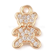 Brass with Clear Cubic Zirconia Charms, Mixed Shapes, Golden, Bear, 12.5x8x2mm, Hole: 1.4mm(KK-N256-25C-G)