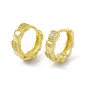 Rack Plating Brass Clear Cubic Zirconia Hoop Earrings for Women, Long-Lasting Plated, Lead Free & Cadmium Free, Flat Round, Real 18K Gold Plated, 15x16.5x4.5mm, Pin: 1mm(EJEW-M213-33G)