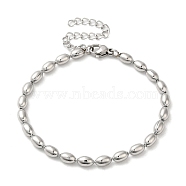 304 Stainless Steel Oval Ball Chain Bracelets for Women, Stainless Steel Color, 6-3/4 inch(17cm)(BJEW-C046-01P)