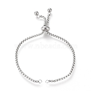 Adjustable 304 Stainless Steel Slider Bracelet/Bolo Bracelets Making, with Box Chains, Stainless Steel Color, 10-1/8 inch(25.6cm), 2.5mm(STAS-I153-02P)