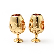 Rack Plating Brass European Beads, Cadmium Free & Lead Free, Large Hole Beads, Goblet with Word Wine, Real 18K Gold Plated, 14x7.5mm, Hole: 4.5mm(KK-E060-05G)