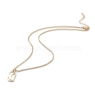 304 Stainless Steel Rectangle Pendant Necklace with Box Chains for Women, Golden, Moon, 17.52 inch(44.5cm)(NJEW-I123-02B)