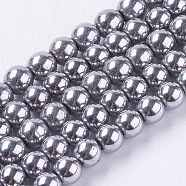 Synthetic Magnetic Hematite Beads Strands, Round, Platinum Plated, 6mm, Hole: 1mm, about 68pcs/strand(G-H1097-1)