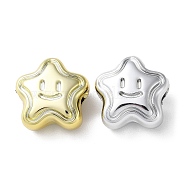 UV Plating Acrylic Beads, Horizontal Hole, Star with Smiling Face, Mixed Color, 18x18x9.5mm, Hole: 3.5mm(X-MACR-K351-13)