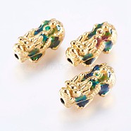 Brass Enamel Beads, Changing Color Mood Beads, Dragon, Real 18K Gold Plated, 22x11x9mm, Hole: 2.5mm(KK-F735-08G-A)