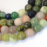 Natural Mixed Stone Round Bead Strands, 12~12.5mm, Hole: 1.5mm, about 30pcs/strand, 15.5 inch(G-E334-12mm-23)