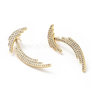Clear Cubic Zirconia Wing Dangle Stud Earrings, Brass Jewelry for Women, Cadmium Free & Lead Free, Golden, 48mm, Pin: 0.7mm(EJEW-G295-01G)