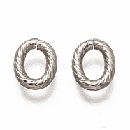 304 Stainless Steel Open Jump Rings, Oval, Stainless Steel Color, 7x6x1.5mm, inner diameter: 4x3mm(STAS-H133-13P)