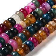 Natural Agate Beads Strands, Dyed & Heated, Rondelle, Mixed Color, 8~8.5x4.5~5.5mm, Hole: 1.4mm, about 41pcs/strand, 7.40~7.48''(18.8~19cm)(G-H295-C03-12)