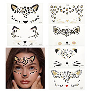 6 Sheets 6 Style Cat Shaped Self Adhesive Acrylic Rhinestone Face Gems Stickers, Jewels Temporary Tattos Crystal for Party Supplies, Mixed Shapes, 114x130x1.5mm, Sticker: 80x130mm, 1 sheet/style(DIY-OC0011-55)