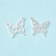 Brass Pendants, Cadmium Free & Lead Free, Butterfly Charm, 925 Sterling Silver Plated, 19x17x0.8mm, Hole: 1.2mm(KK-A172-41S)