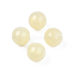 Opaque Acrylic Beads, Two Tone Color, with Glitter Powder, Round, Lemon Chiffon, 11.5x11mm, Hole: 2mm, about 520pcs/500g(MACR-N009-014A-02)