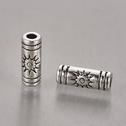 Tibetan Style Alloy Beads, Column with Sun, Lead Free & Cadmium Free, Antique Silver, 9.5x3.5mm, Hole: 1.5mm(LF0614Y)