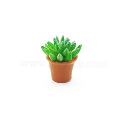 Mini Resin Artificial Succulent Plant Ornaments, Miniature Bonsai, for Dollhouse, Home Display Decoration, Lime Green, 13x23mm(MIMO-PW0001-191M)