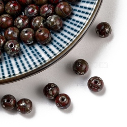 Czech Glass Beads, Round, Dark Olive Green, 6mm, Hole: 0.8mm, about 35pcs/10g(X-GLAA-F101-D18)