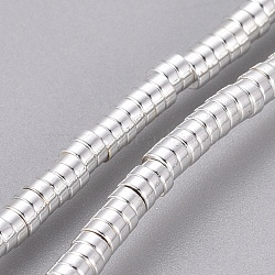 Electroplated Non-magnetic Synthetic Hematite Beads Strands, Heishi Beads, Disc/Flat Round, Silver Plated, 2x1mm, Hole: 0.7mm, about 426pcs/Strand, 16.54 inch(42cm)(G-G826-09S-2mm)