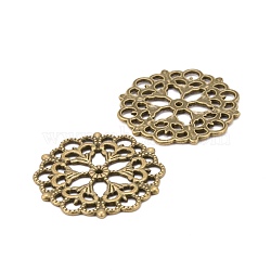 Tibetan Style Filigree Joiners Links, Cadmium Free & Nickel Free & Lead Free, Flower, Antique Bronze, 29x1mm, Hole: 1.2mm(TIBE-A11623-AB-FF)