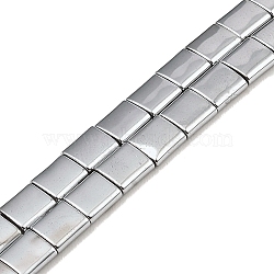 Electroplated Non-magnetic Synthetic Hematite Beads Strands, Square, 2-Hole, Silver Plated, 5x5x2mm, Hole: 0.8mm, about 74pcs/strand, 15.75 inch(40cm)(G-G089-B02-09)