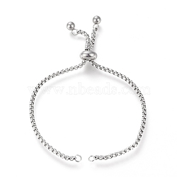 Adjustable 304 Stainless Steel Slider Bracelet/Bolo Bracelets Making, with Box Chains, Stainless Steel Color, 10-1/8 inch(25.6cm), 2.5mm(STAS-I153-02P)