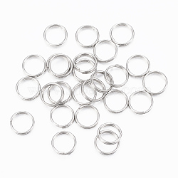 304 Stainless Steel Split Rings, Double Loops Jump Rings, Stainless Steel Color, 7x1mm, about 6mm inner diameter(STAS-H413-04P-C)