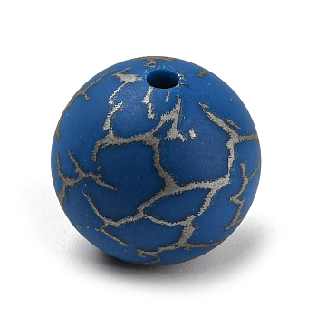 Silicone Beads, Round, Marine Blue, 15mm, Hole: 2mm